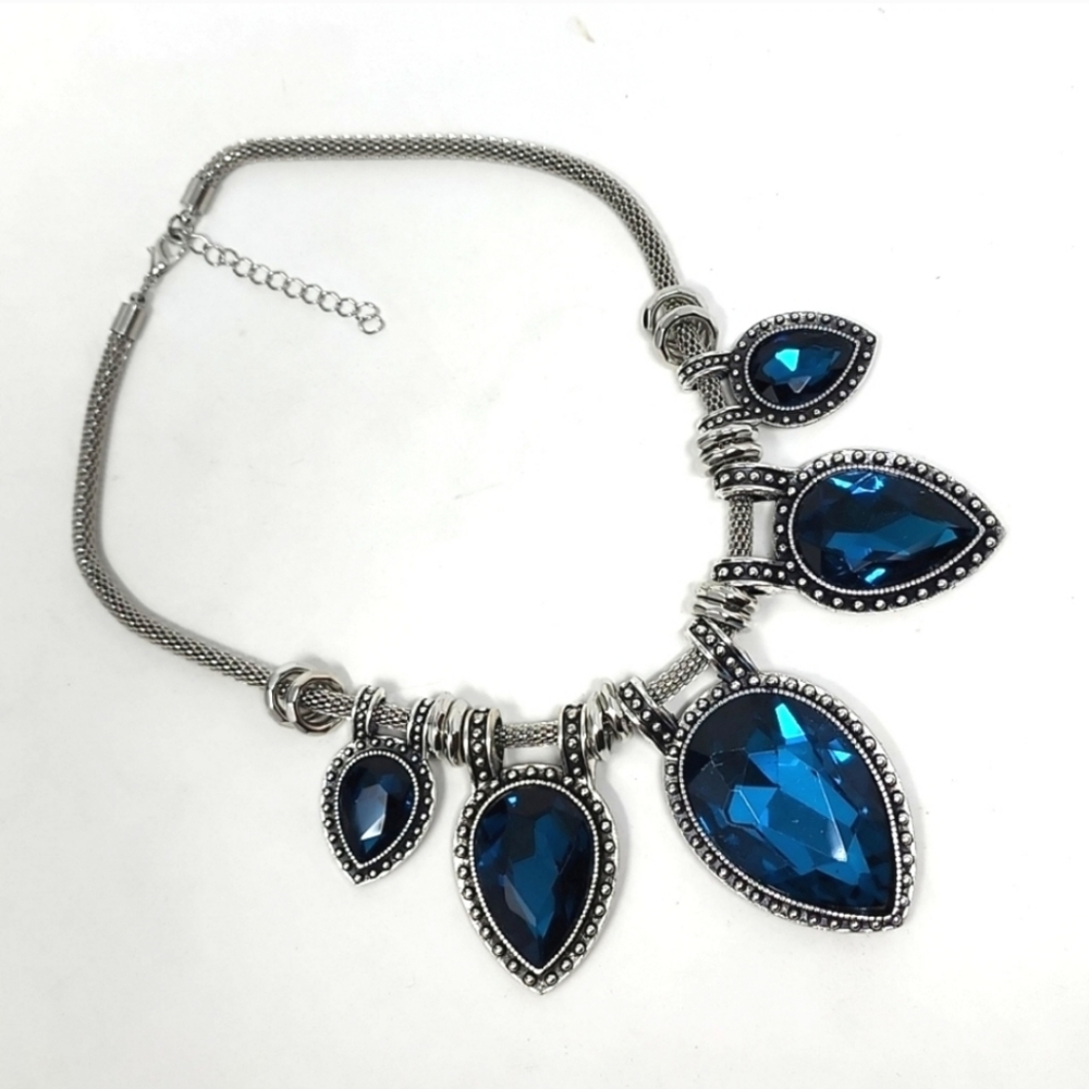 Sapphire Blue Crystal Statement Necklace